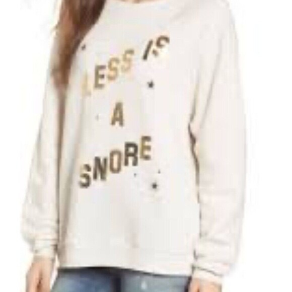 Wildfox Sweatshirt Womens Medium Less Is A Snore Butter Sweater Casual USA New - Picture 2 of 9